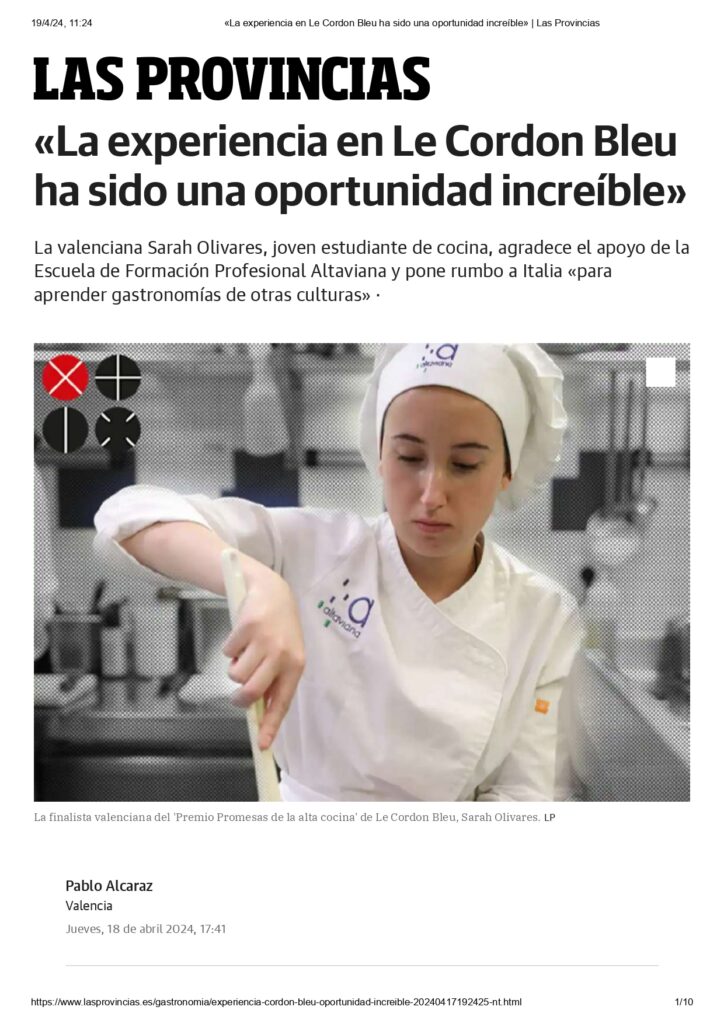 Final Le Cordon Bleu Premio Promesas De La Alta Cocina Altaviana